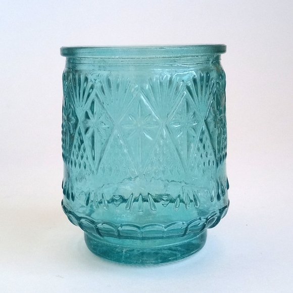 Vintage Shabby Chic Pink Sea Green and Aqua Blue Candle Glass Votives Set of 3 - Picture 2 of 11